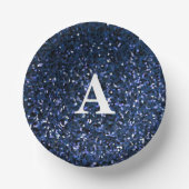 Blue Glitter White Monogram Initiaal Aangepaste na Papieren Kommen (Voorkant)