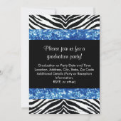 Blue Glitter Zebra Bow Afstuderen nodigt uit Kaart (Achterkant)