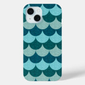 Blue Glittery Mermaid Scales Patroon Case-Mate iPhone Case (Achterkant)