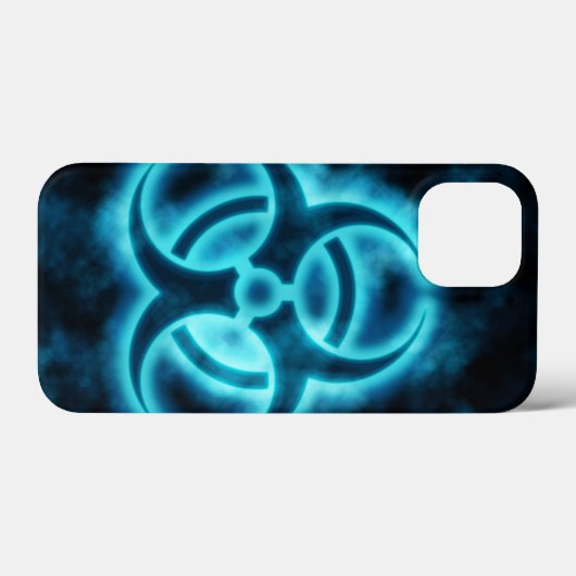 Blue Glo Biohazard iPhone Case (Achterkant (horizontaal))