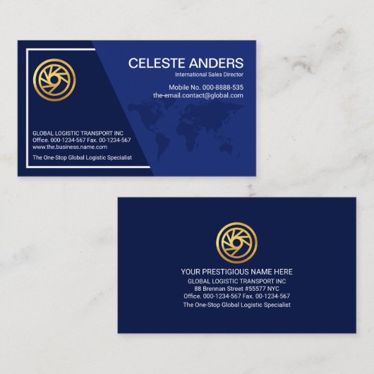 Blue Global Layers White Lijst CEO Visitekaartje (Voorkant / Achterkant)