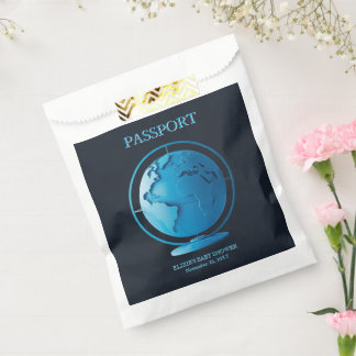 Blue Globe Passport Travel Baby Shower Bedankzakje