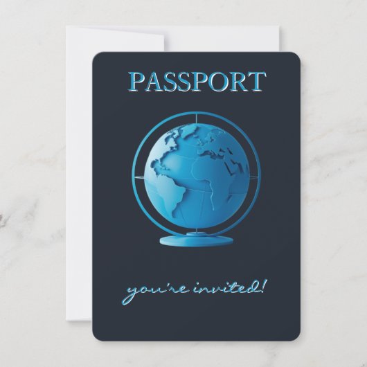 Blue Globe Passport Travel Baby Shower Kaart (Voorkant)