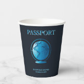 Blue Globe Passport Travel Baby Shower Papieren Bekers (Voorkant)