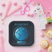 Blue Globe Passport Travel Baby Shower Papieren Bordje (Feest)