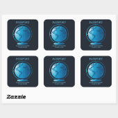 Blue Globe Passport Travel Baby Shower Vierkante Sticker (Vel)