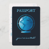 Blue Globe Passport Travel Display Shower Informatiekaartje (Voorkant / Achterkant)