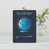 Blue Globe Passport Travel Display Shower Informatiekaartje (Staand voorkant)