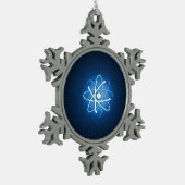 Blue Glow Atom Nerd Tin Sneeuwvlok Ornament (Links)