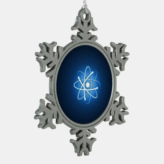 Blue Glow Atom Nerd Tin Sneeuwvlok Ornament (Links)