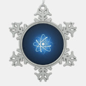 Blue Glow Atom Nerd Tin Sneeuwvlok Ornament (Voorkant)