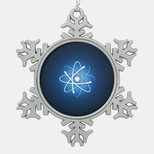 Blue Glow Atom Nerd Tin Sneeuwvlok Ornament (Voorkant)