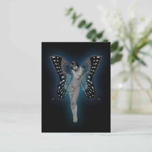 Blue Glow Fairiy Briefkaart (Staand voorkant)
