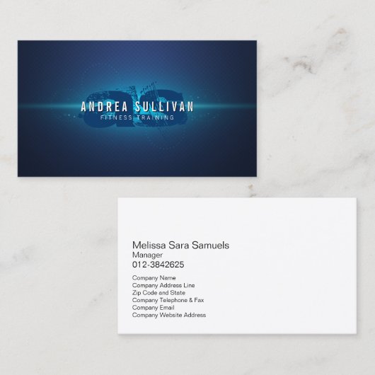 Blue Glow Grunge Monogram Trainer Visitekaartje (Voorkant / Achterkant)