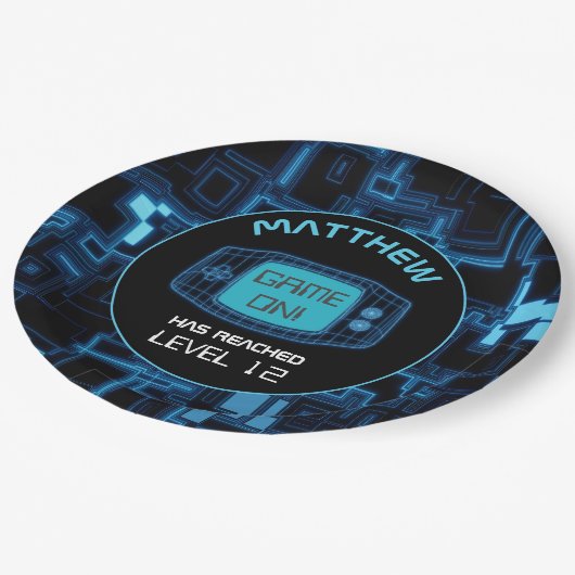 Blue Glow-handheld console Papieren Bordje (Gekanteld)