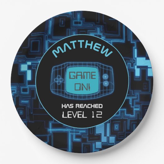 Blue Glow-handheld console Papieren Bordje (Voorkant)