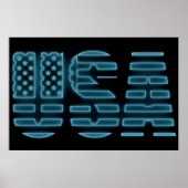 Blue Glow Neon USA American Photo Wall Poster (Voorkant)