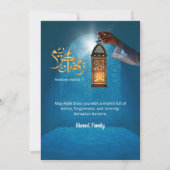 Blue Glow Ramadan with Golden Lantern Iftar Kaart (Achterkant)
