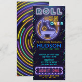 Blue Glow Roller Skicket Pass Birthday Kaart (Voorkant / Achterkant)