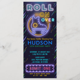 Blue Glow Roller Skicket Pass Birthday Kaart
