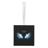 Blue Glowing Angel Wings on black background Decoratie (Rechts)