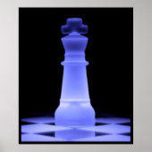 Blue Glowing King Chess Piece Poster (Voorkant)