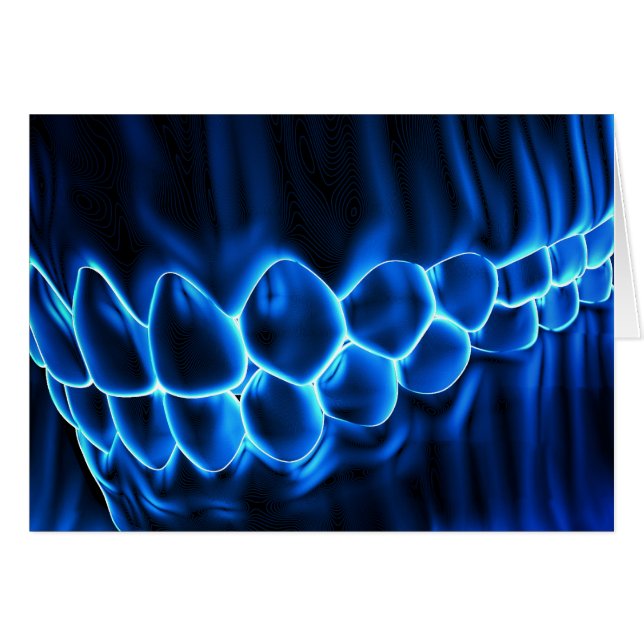 Blue Glowing Teeth Model Design Tandarts Kaart (Voorkant Horizontaal)