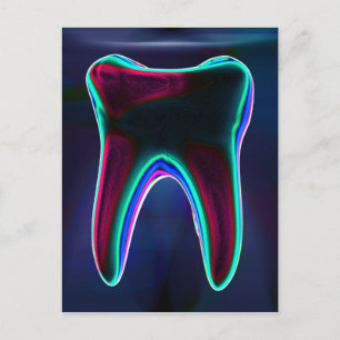 Blue Glowing Tooth Dental Art Briefkaart