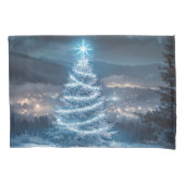 Blue Glowing Winter Night Christmas Tree Kussensloop (Voorkant)