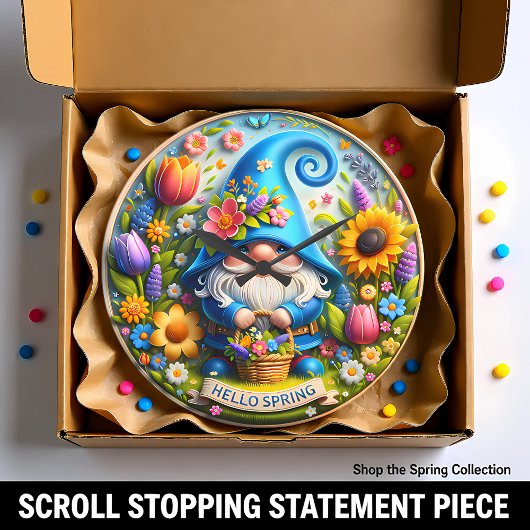 Blue Gnome Hello Spring Grote Klok