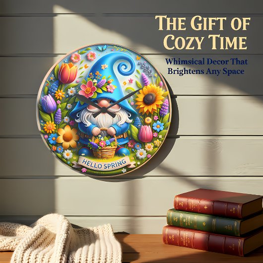 Blue Gnome Hello Spring Grote Klok