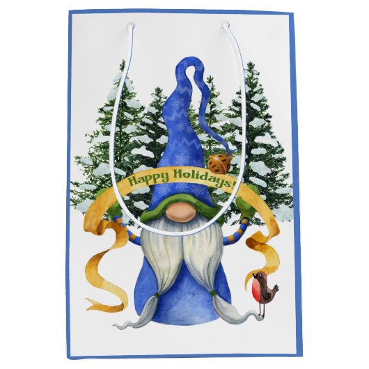 Blue Gnome Holiday wil Medium Cadeauzakje (Voorkant)