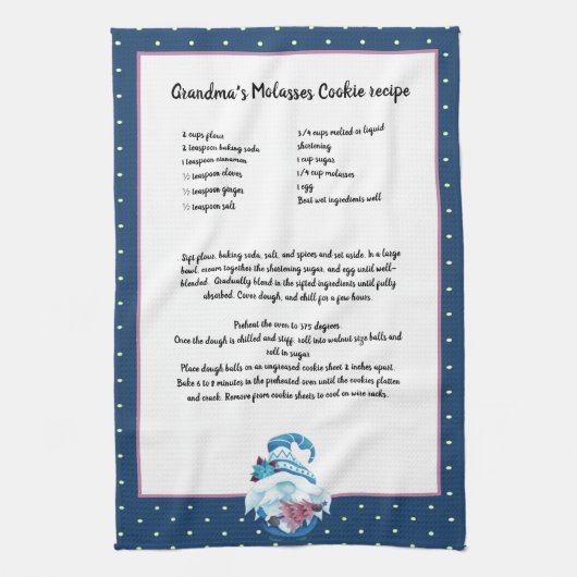 Blue Gnome kerstboom Recipskeepomwille Theedoek (Verticaal)