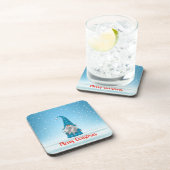 Blue Gnome Merry Kerstmis Bier Onderzetter (Rechterzijde)