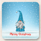 Blue Gnome Merry Kerstmis Bier Onderzetter (Voorkant)
