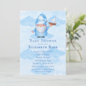 Blue Gnome Sailboat Cloud Baby Shower-uitnodiginge (Staand voorkant)