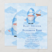 Blue Gnome Sailboat Cloud Baby Shower-uitnodiginge (Voorkant / Achterkant)