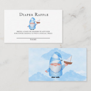 Blue Gnome Sailboat Clouds Baby Diaper Raffle Visitekaartje