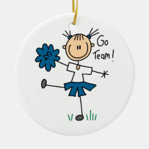 Blue Go Team Cheerleader T-shirts en cadeautjes Keramisch Ornament