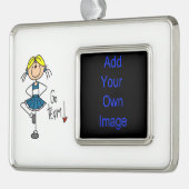 Blue Go Team Cheerleader Verzilverd Omlijst Ornament (Links)