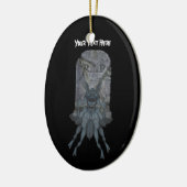Blue Goblin Tombstone Halloween Ornament (Links)