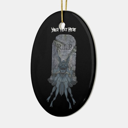 Blue Goblin Tombstone Halloween Ornament (Links)