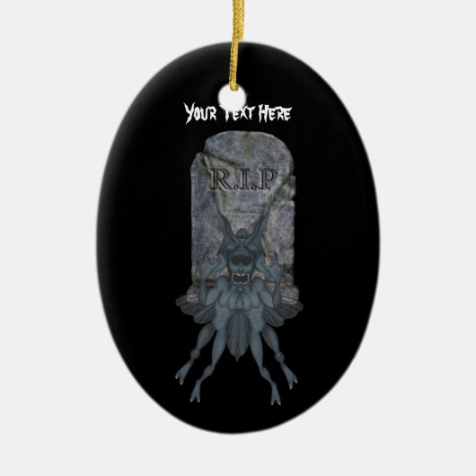Blue Goblin Tombstone Halloween Ornament (Voorkant)