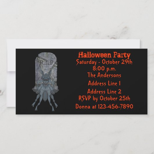 Blue Goblin Tombstone Halloween Party Invite (Voorkant)