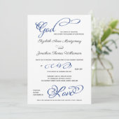 Blue God is Love Christelijk Wedding Invitation Kaart (Staand voorkant)