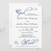 Blue God is Love Christelijk Wedding Invitation Kaart (Voorkant / Achterkant)