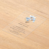 Blue Gold 3D Bloemen Acryl Uitnodigingen (Laagn)