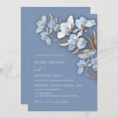 Blue Gold 3D Flowers  Kaart (Voorkant / Achterkant)