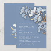 Blue Gold 3D Flowers  Kaart (Voorkant / Achterkant)