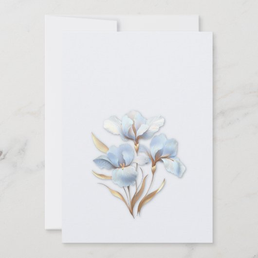 Blue Gold 3D Flowers  Kaart (Achterkant)